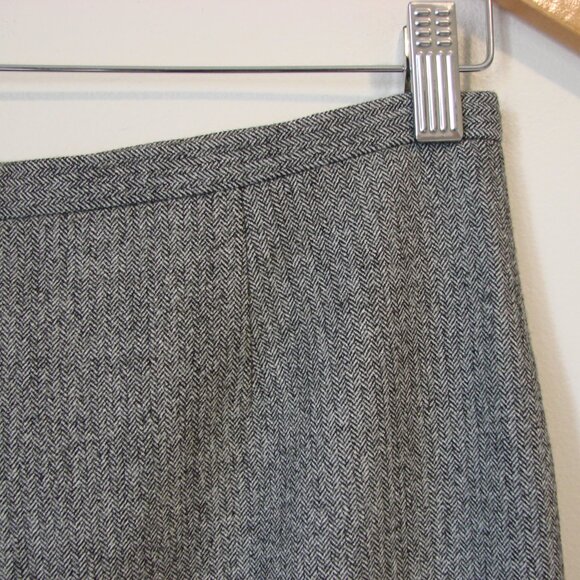 Holt Renfrew Gray Black Wool Blend Pencil Skirt Herringbone Work Office Size 4 - Picture 9 of 13